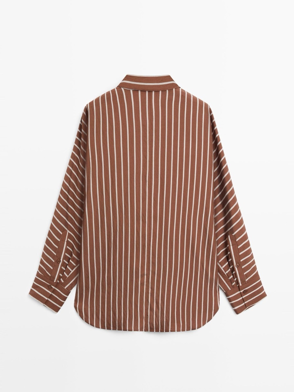 Massimo Dutti Brown and White Striped Button-Up Blouse Size Small - Picture 7 of 16